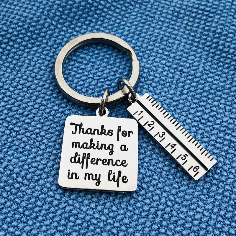 XGAKWD Teacher Appreciation Gift Keychain - Thanks for Making a Difference in My Life Teacher Key Chain for Women Men, Birthday Graduation Christmas Gifts for Teachers (Ruler) - Image 2